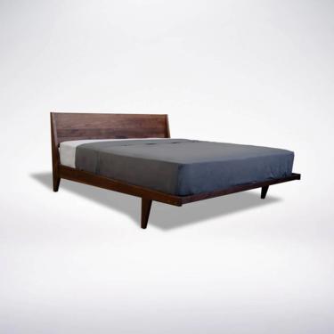 Modern Platform Bed Walnut Mid Century Modern Danish Solid Wood Organic Finish twin full double queen king 