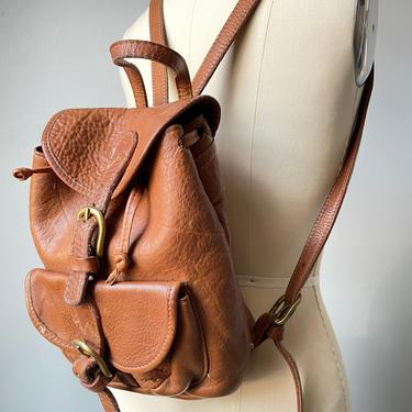 1990s Leather Mini Backpack Brown Purse Bag 
