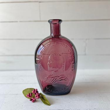 Vintage Collectible Purple George Washington Father Of His Country Glass Bottle // Glass Purple Bottle Decoration // Boho, Chic Bottle 