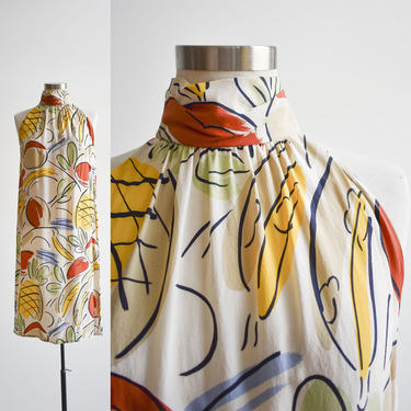 Vintage Designer Silk Fruit Print Dress 