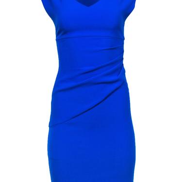 Diane von Furstenberg - Blue V-Neck Gathered-Waist Sheath Dress Sz 0