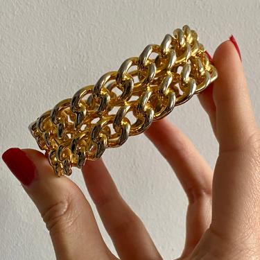Designer YSL Yves Saint Laurent Double Gold Chain Cuff Bracelet