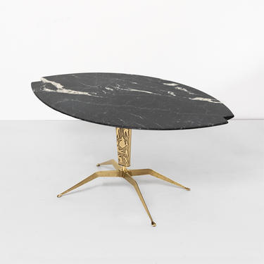 Italian mid-century coffee table black marble top