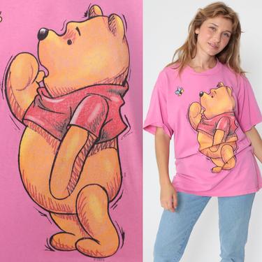 Winnie the Pooh Shirt Jerry Leigh Shirt Walt Disney TShirt Pink 90s Graphic Cartoon T Shirt Vintage 1990s Retro Tee Kawaii Medium Large 