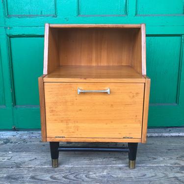 Mid century nightstand with drop front by Drexel 