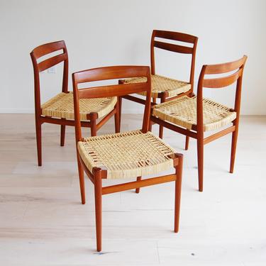 Scandinavian Modern Teak Dining Chairs with Cane Seats Torbjorn Afdal for Nesjestranda Mobelfabrik in Norway - Set of 4 