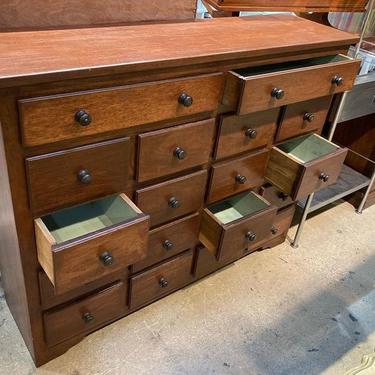 Seriously solid primitive 18 cubby drawer cabinet. 52.5” x 14” x 41”
