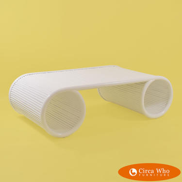 White Bamboo Scroll Coffee Table