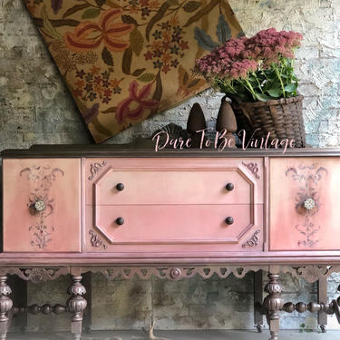 Bohemian Painted Buffet Sideboard - Hand Painted Sideboard Buffet - Purple - Boho Style Buffet - Boho Rustic - Painted Furniture 