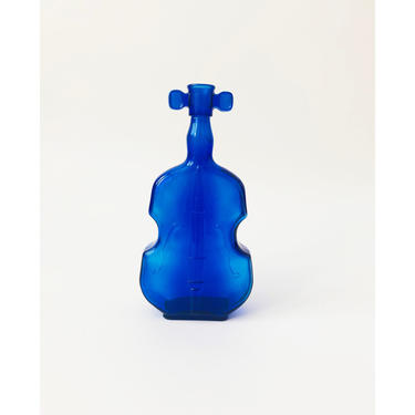 Vintage Cobalt Blue Glass Violin Shaped Bottle 