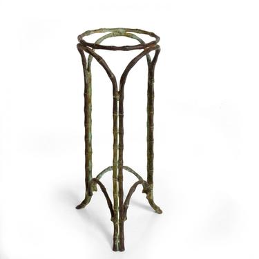 Hollywood Regency Bronze Faux Bamboo Pedestal Vase Planter Garden Element 