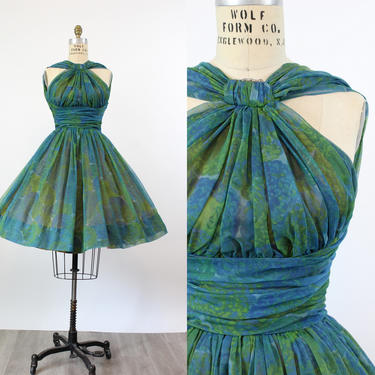 1950s Jonny Herbert HALTER chiffon dress xs | new spring 