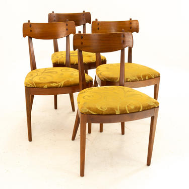 Kipp Stewart for Drexel Mid Century Walnut Dining Chairs - Set of 4 - mcm 