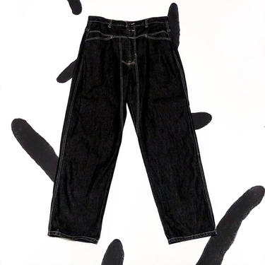 90s Marithe Francois Girbaud Dark Wash Wide Leg Jeans / Pockets / Black Denim / 34 M / Medium / Streetwear / 1990s / Acid / House / 