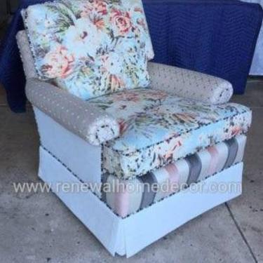 Custom Order- Floral, shabby chic living room or bedroom club chair &quot;Mary's Shabby Chic Club Chair&quot;. Available for custom order 