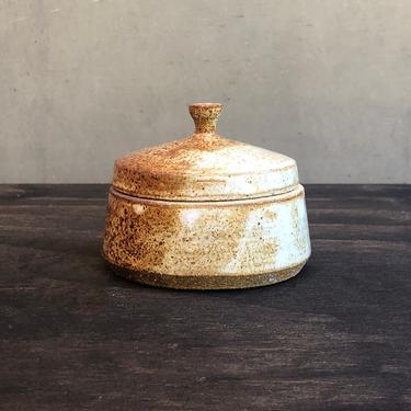 Ceramic Salt Cellar with Lid - Speckled Glossy &quot;Rust&quot; 