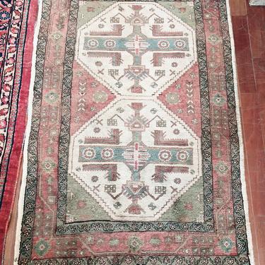 Sage and Raspberry Wool Accent Rug 