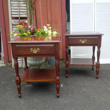 NIGHTSTANDS Pair of Cottage Bedside Tables Vintage Wood Farmhouse Custom PAINT to ORDER Poppy Cottage Painted Furniture 