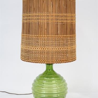 Green Glass Lamp with Maria Kipp Style Shade