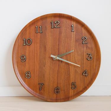 Mid Century Modern Westclox Teak Wall Clock 
