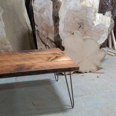 reclaimed wood coffee table with steel hairpin legs - modern industrial - island grange coffee table from roughsawn old growth fir 