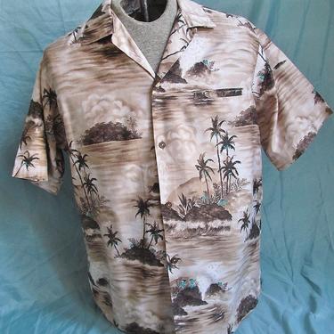 Hawaii Hip Mens Shirt Mod Tiki Tunic Vintage 60s 70s Size L 