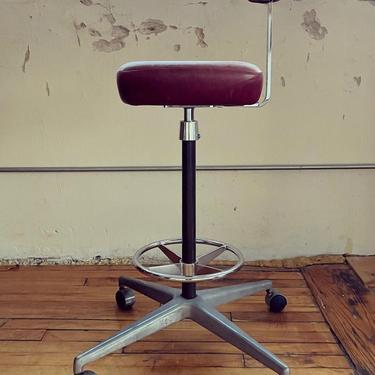 reupholstered perch drafting stool by George Nelson and Robert Propst for Herman Miller, mcm desk chair 