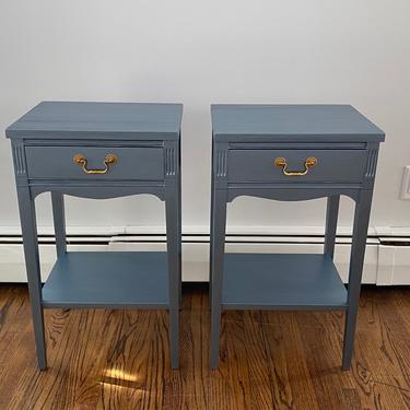 Pair/Set Blue metallic nightstands/accent tables/end tables 