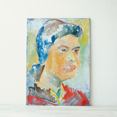 Vintage Portrait Painting of a Woman, Oil Painting, Portrait Painting of a Woman, Abstract Portrait Painting 