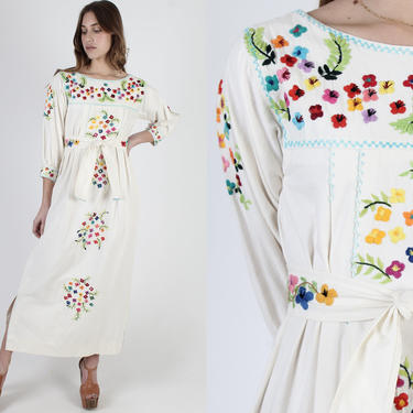Embroidered Mexican Maxi Dress With Matching Belt / Bright | American Archive - San Diego, CA | ATTIC Embroidered Mexican Maxi Dress With Matching Belt / Bright | American Archive - San Diego, CA | ATTIC