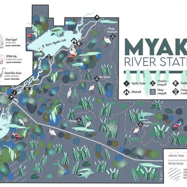 Myakka River State Park Florida decorative map print 