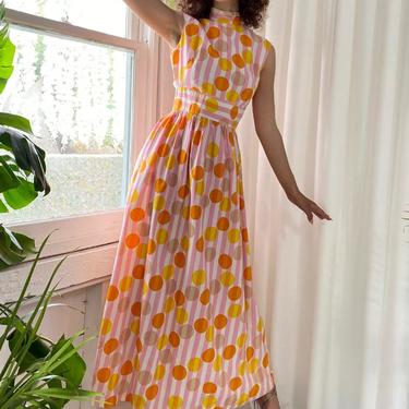 60s Polka Dot Stripe Maxi Dress