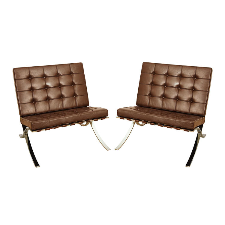 Pair of 1980s Mies van der Rohe Barcelona Chairs