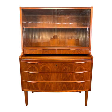 Vintage Danish Mid Century Modern Teak & Glass Secretary Desk Display Cabinet Attributed to Erling Torvits 