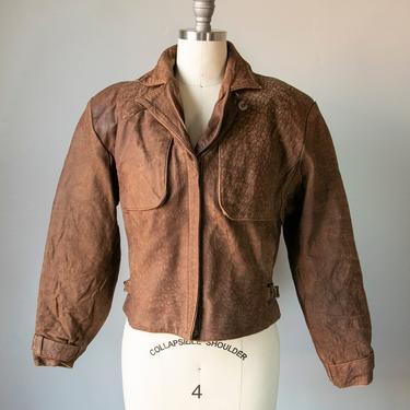 1980s Leather Jacket Cropped Fitted Banana Republic S 