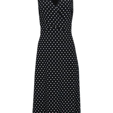 Lauren Ralph Lauren - Black & White Polka Dot Sleeveless Midi Dress Sz 10