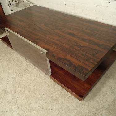 Large Rosewood and Lucite Coffee Table