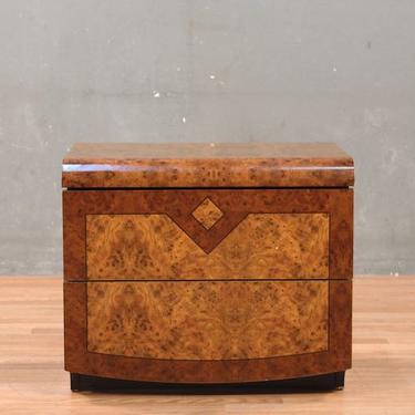 Italian Deco Burled Lacquer 2-Drawer Nightstand