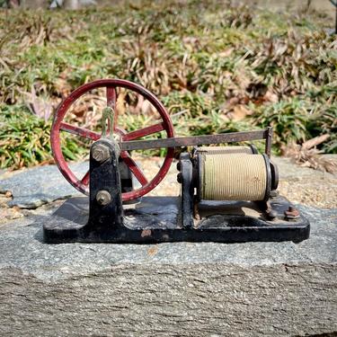 Vintage Antique Electric Toy Motor Solenoid Flywheel Nice Bipolar Model Sculpture Industrial Decor 