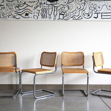 Set of 4 Original Stendig Marcel Breuer B32 Cesca Chairs in Beech 