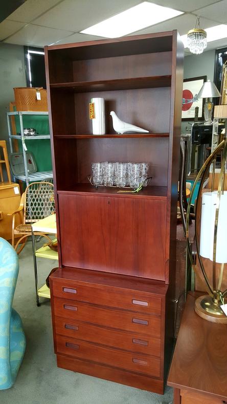 Danish Modern rosewood storage unit with drop-front by Poul Hundevad