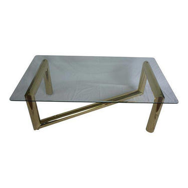 Karl Springer-style Brass &amp; Glass Coffee Table 