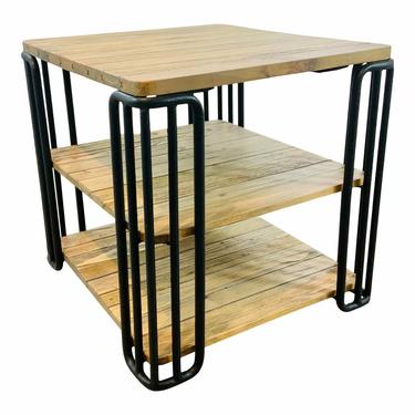 Organic Modern Reclaimed Wood and Metal End Table