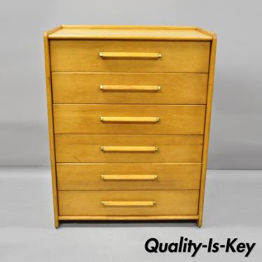 Mid Century Modern Blonde Wood Maple 6 Drawer Chest Dresser by Templeton