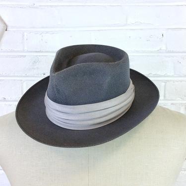 6 7/8 Vintage 1950s Gray Dobb’s Dynel Straw Hat 