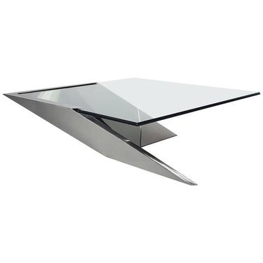 Brueton Cantilevered Stainless Steel &quot;SMT&quot; Coffee Table by J. Wade Beam