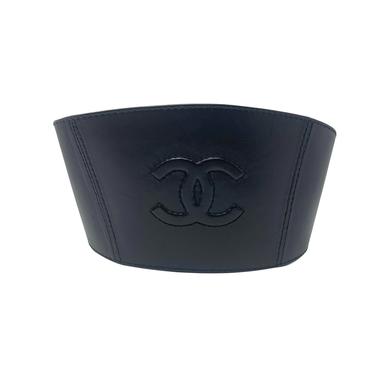 Chanel Black Leather Jumbo Corset Belt