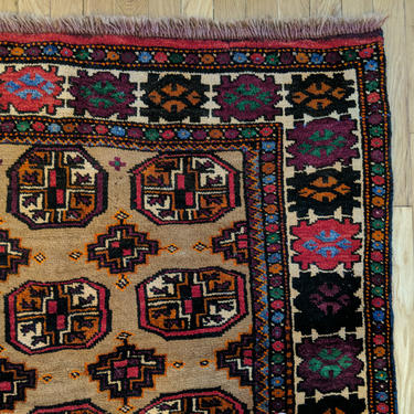 Bokhara Rug 3' 8 x 7' Brown Wool Vintage Area Rug by JessiesOrientalRugs