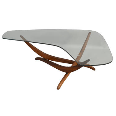 Forest Wilson Glass Top Cocktail Table Boomerang Glass Top Coffee Table 