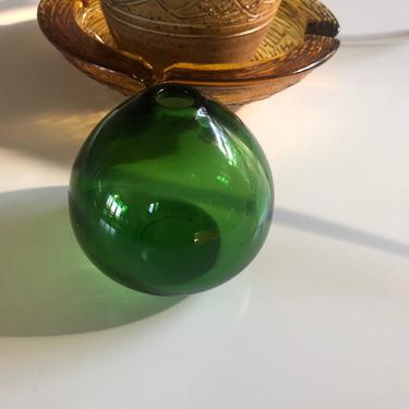 Vintage Green Art Glass Bud Vase 